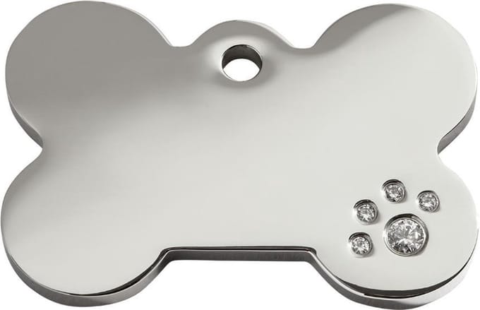 Red Dingo Hondenpenning - maat M - bot met Swarovski - 3,8 cm x 2,55 cm