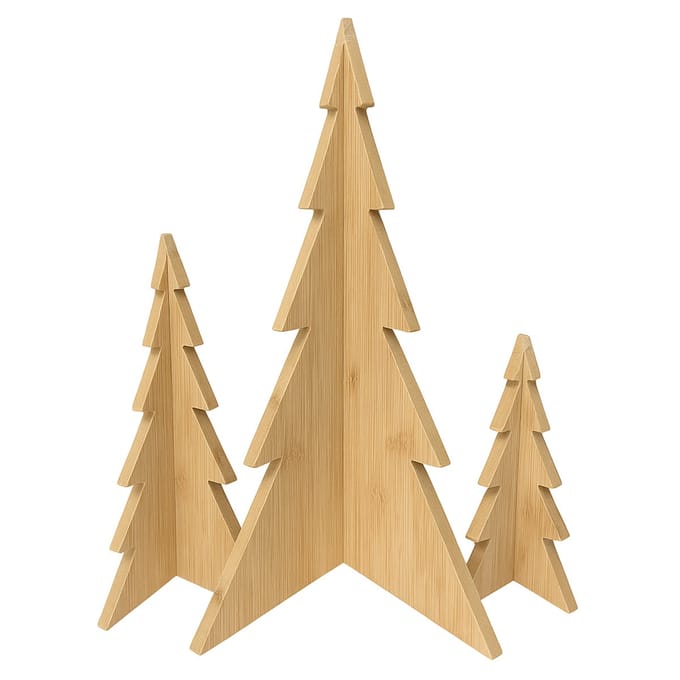 UNUS® Bamboe kerstboom set 3 delig natuur winterdecoratie