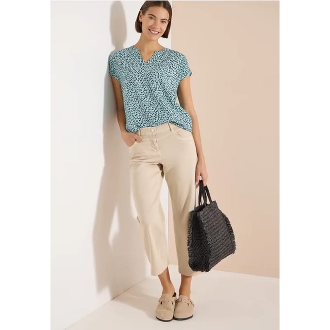 Blouse met hangende schouder en print