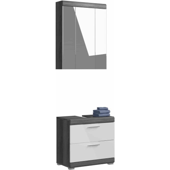 Scout badkamercombinatie wit hoogglans MDF TZ rookzilver NB - 37x60x191cm
