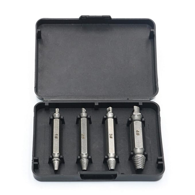 4 Pièces Vis Endommagée Cassée Extracteur de Boulon Jeu de Guides de Forets Vis Cassées Easy Out Kit d'Outils d'Extracteur