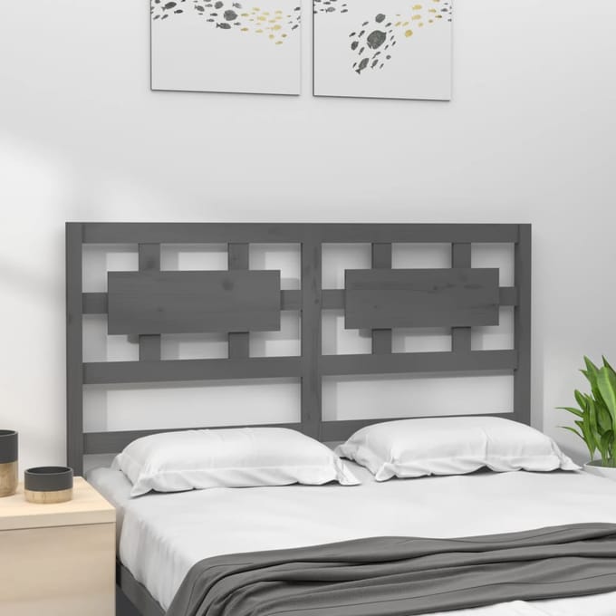 vidaXL - Hoofdbord - 205,5x4x100 - cm - massief - grenenhout - grijs
