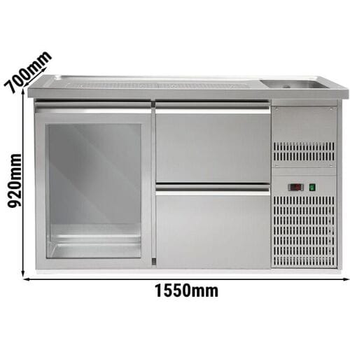 GGM Gastro Biertheke Premium PLUS - 1550x700mm - 1 Glastür & 2 Schubladen