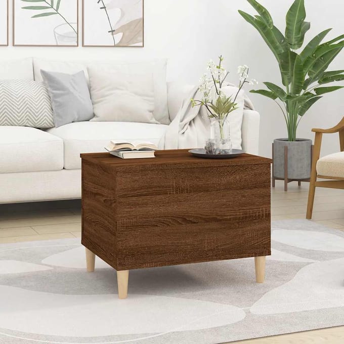 vidaXL - Salontafel - 60x44,5x45 - cm - bewerkt - hout - bruin - eikenkleur