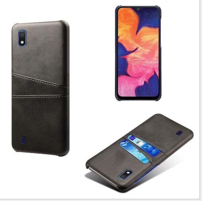 Back Cover met Opbergvakjes + PET Screenprotector  voor Galaxy A10 / M10 _ Zwart
