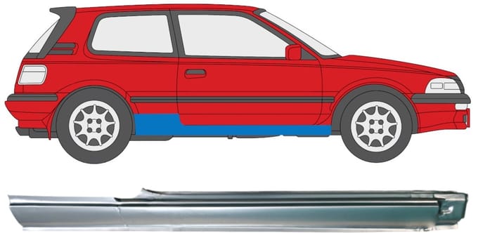 Volledige dorpel voor Toyota Corolla 1987-1994 / Rechts