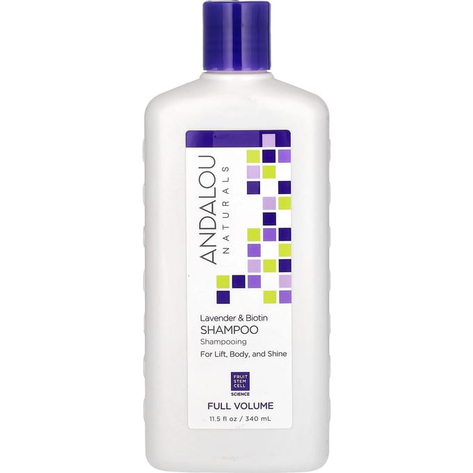 Andalou Naturals, Shampoo, Full Volume, Lifting, Volume, Glow, Lavender and Biotin, 11.5 fl oz (340 ml) white