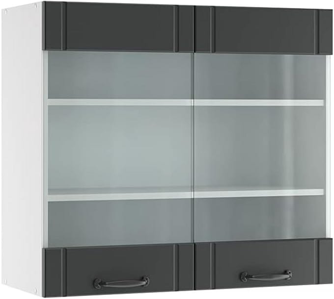 Wandkeukenkast met Glasdeuren 80 cm Antraciet en Wit