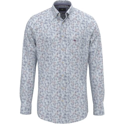 Fynch-Hatton Overhemd Allover Leaf Pattern Deep Merlot / male