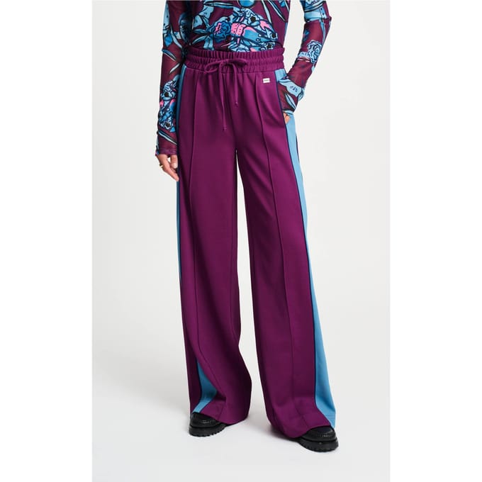 POM Amsterdam Pants - Colourblock Plum Maat: 36 | Wijde Broeken Outlet | Dames | Paars