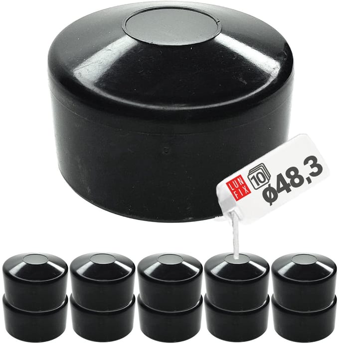 LUN FIX - Postkappen - 1 1/2 " / 48,3 mm - Rond - 10 stuks - Zwart