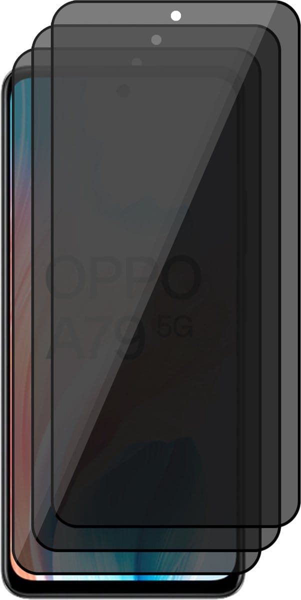 Privacy Screenprotector geschikt voor Oppo A79 - 3x Volledig Dekkend Glas Screen Protector