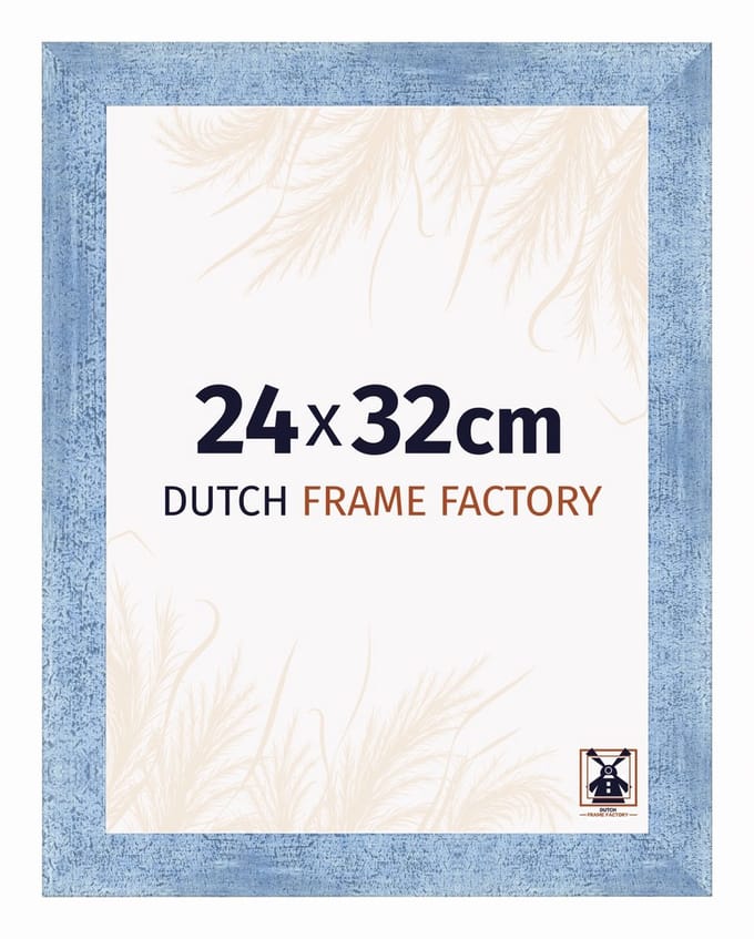 Fotolijst 24x32 cm - MDF - Helder Blauw Geveegd - Praag