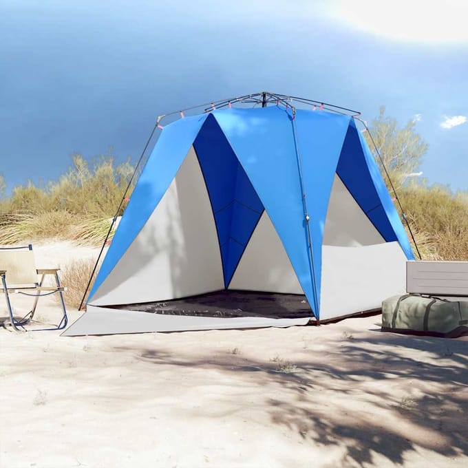 vidaXL - Strandtent - 4-persoons - waterdicht - snelontgrendeling - azuurblauw