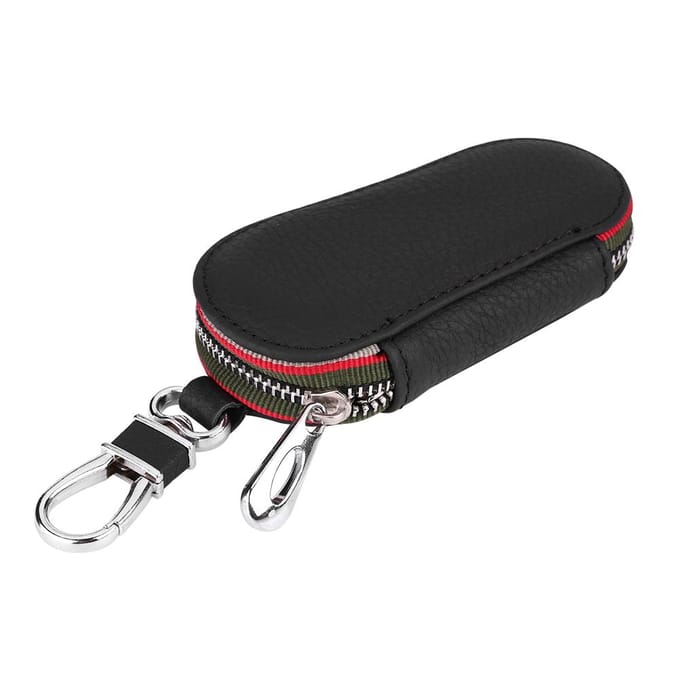 Universele Auto Auto PU Leer Rits Sleutelhoes Houder Opbergtas Hoes Zwart black