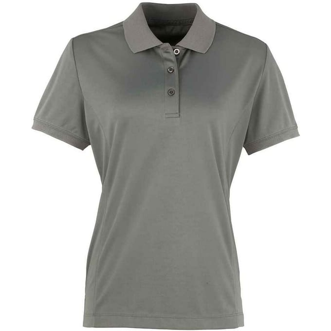 Premier Dames/Dames Coolchecker Poloshirt (Donkergrijs)