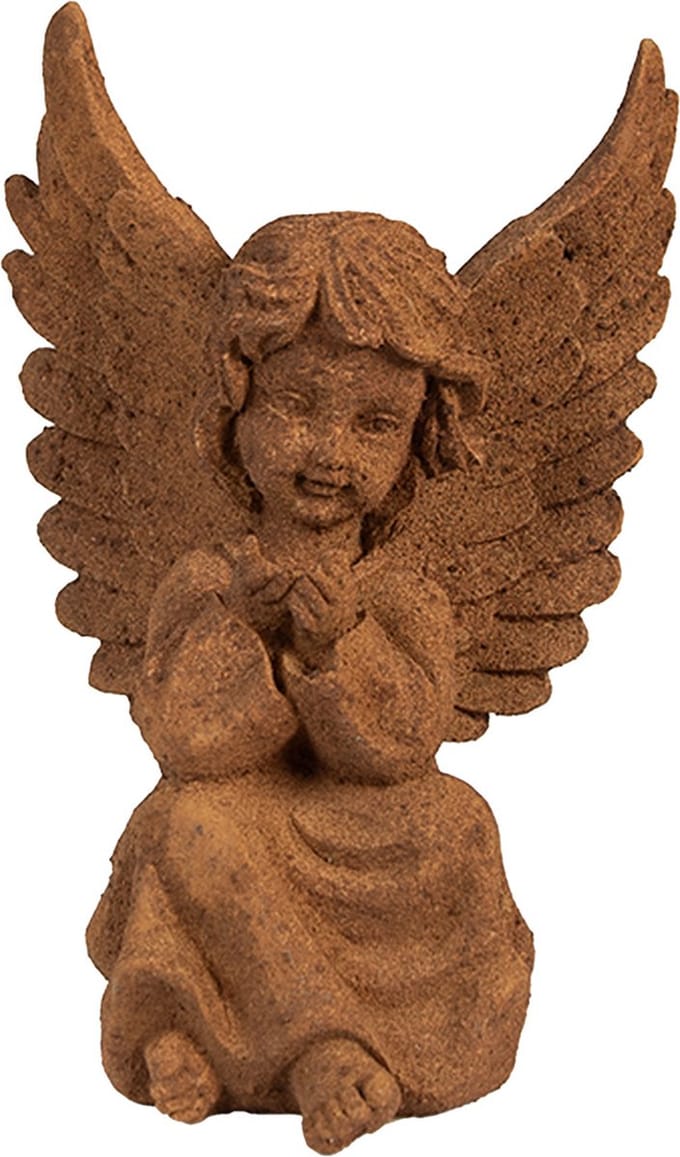 Clayre & Eef Decoratie Beeld Engel 15 cm Bruin Polyresin