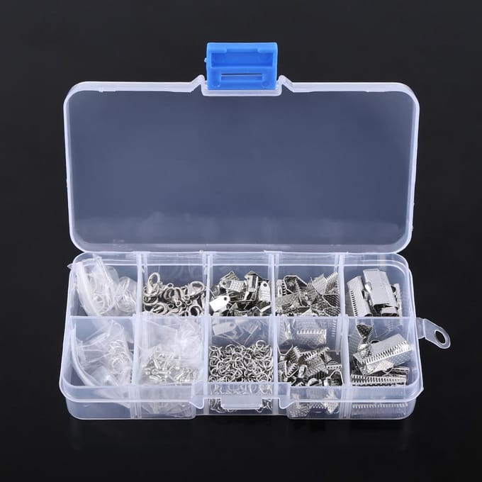 Sieraden knutselset set bevindingen benodigdheden accessoire assortiment in doos Silver gray