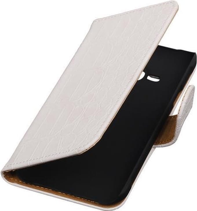 Samsung Galaxy J1 Ace - Krokodil Wit Booktype Wallet Hoesje
