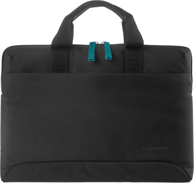 Tucano Smilza Tas MacBook 13-14 – Gemaakt van Gerecycled Plastic – Superdun Ontwerp met Afneembare Schouderriem – Schokbestendige Voering voor Laptopbeveiliging - Zwart