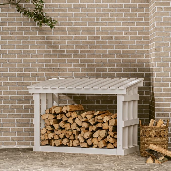 vidaXL - Haardhoutrek - 108x64,5x77 - cm - massief - grenenhout - wit