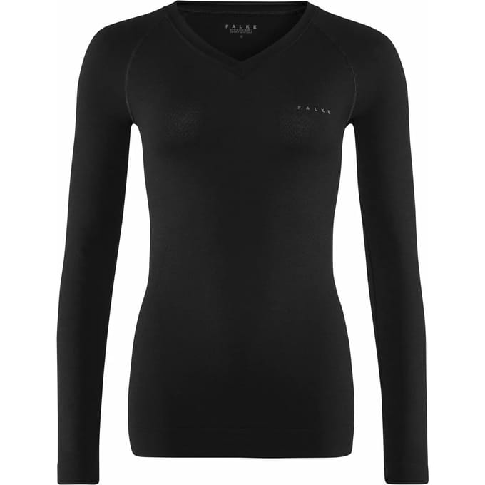FALKE Wool-Tech Light V Neck sneldrogend wol functioneel functioneel shirt met lange mouwen dames zwart - maat M