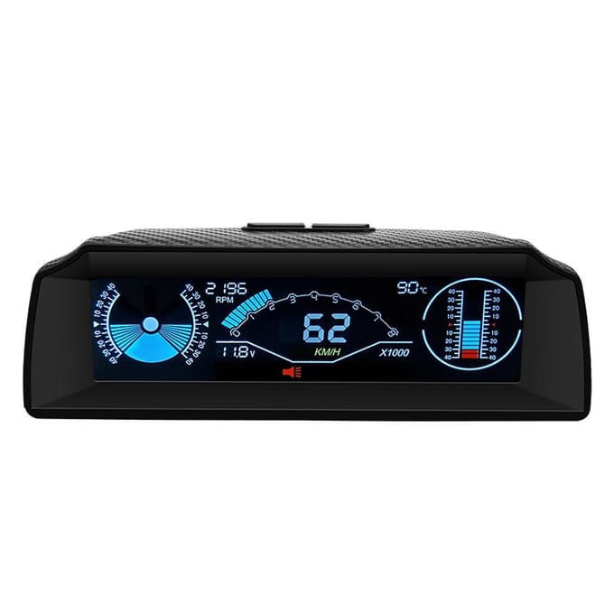 Auto Headup Display LCD Digitale Snelheidsmeter Multifunctionele Inclinometer Hoek Hellingmeter Ondersteuning zwart