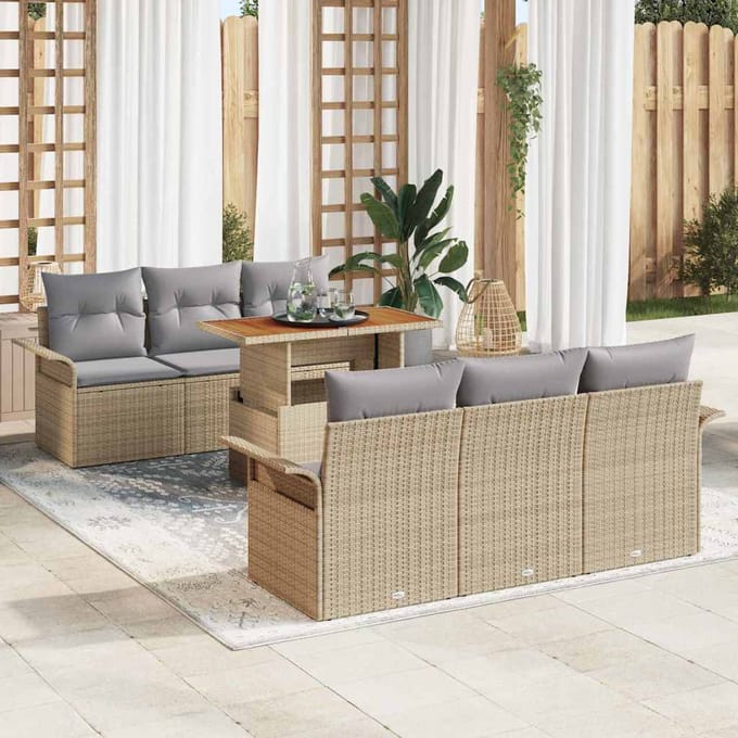 vidaXL - Tuinbank - Set - 7 - st - beige - en - lichtgrijs