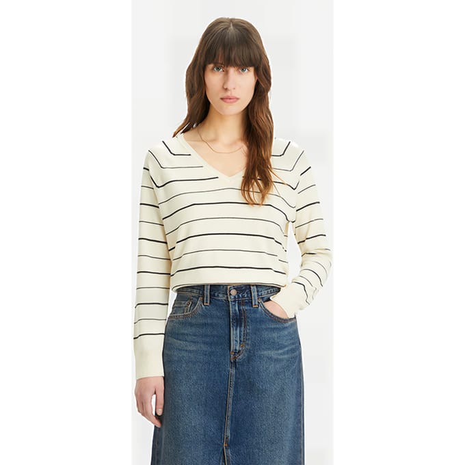Levi's Petal Vneck Sweater Olympic Stripe White Taglia: M | Maglioni a maglia Outlet | Donna | Bianco