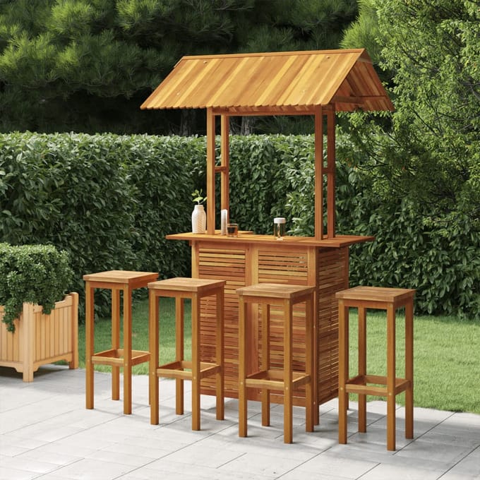 vidaXL - 5-delige - Tuinbarset - massief - acaciahout