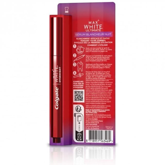 Sérum Blanchissant - Colgate - Max White Ultimate - 2,5 ml - Sans alcool - Pour adultes