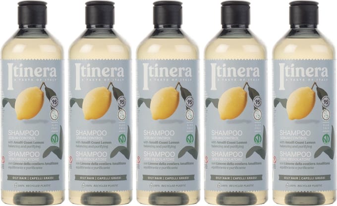ITINERA - Shampoo voor vettig haar met citroen van de kust van Amalfi, 370 ml (5 stuks)