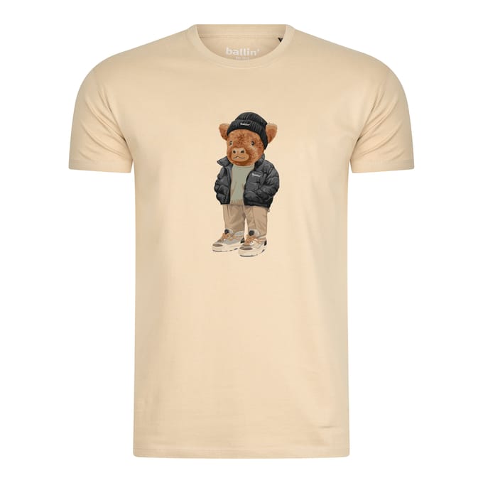 Heren Tee SS met Ballin Est. 2013 Cool Cow Tee Print - Beige - Maat XL