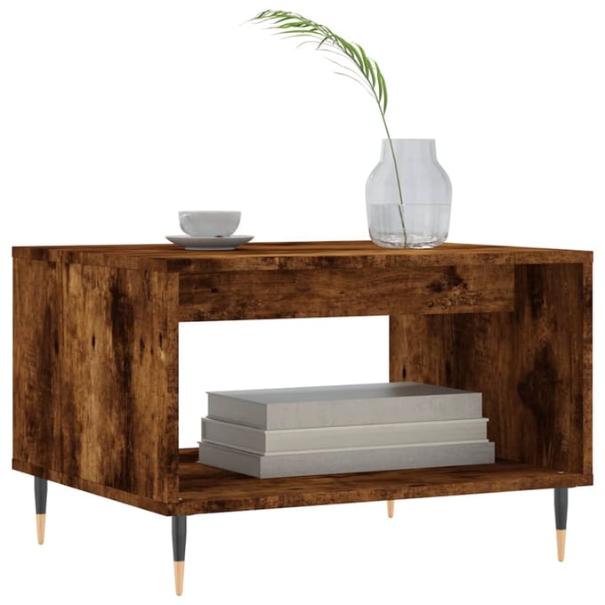 vidaXL - Salontafel - 60x50x40 - cm - bewerkt - hout - gerookt - eikenkleurig