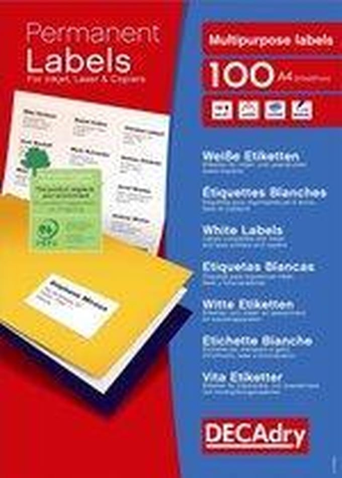 Decadry Etiketten / Labels 105 x 37.1 mm - 100 vel