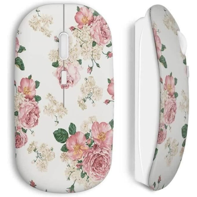 Souris sans Fil - Vintage - Rose - Clé USB wifi - Compatible Mac et PC - Ergonomique