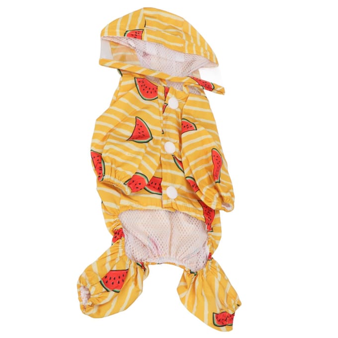 Imperméable à capuche pour chien léger motif pastèque imperméable réfléchissant veste imperméable pour chiot avec anneau en D M