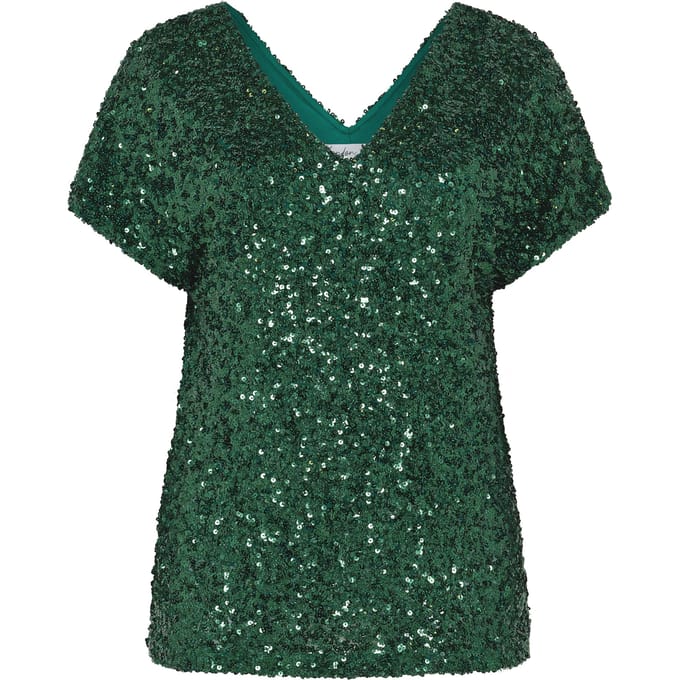 Yours London Groene Top Met Pailletten Size 48