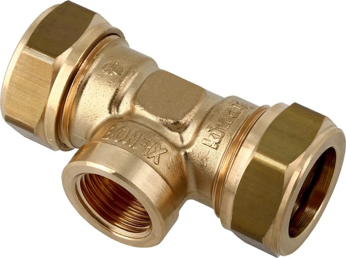 Bonfix messing knel koppeling T stuk 28 x 1/2" bin x 28 mm