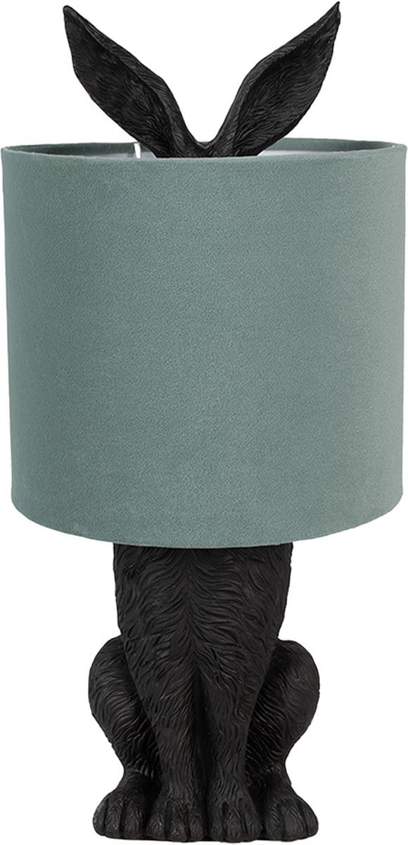 Clayre & Eef Tafellamp Konijn Ø 20x43 cm Zwart Groen Kunststof
