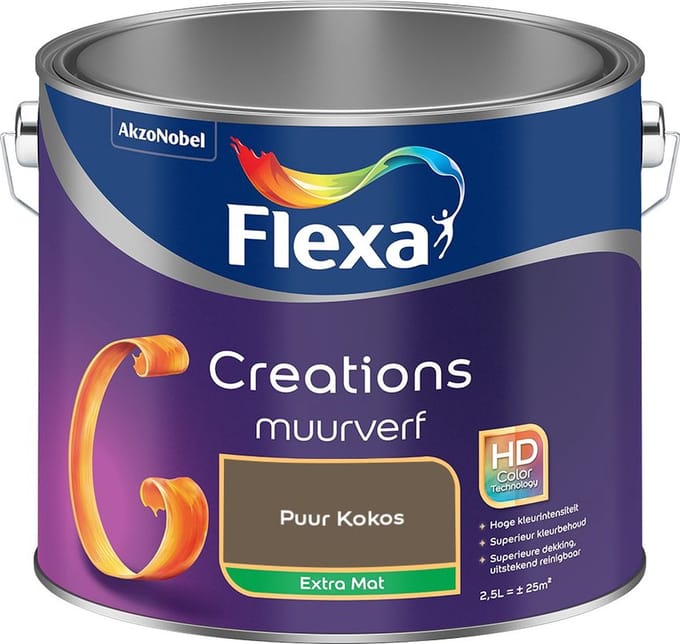 Flexa - Creations Muurverf Extra Mat - Puur Kokos - Mengverf - 2,5 L