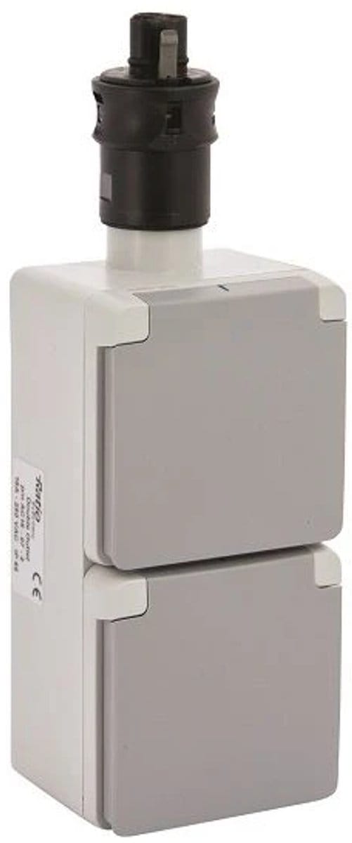 VETUS Quick-Connect Schuko Wandcontactdoos 16A, Grijs, IP55, Wandmontage | EOQW2NSG