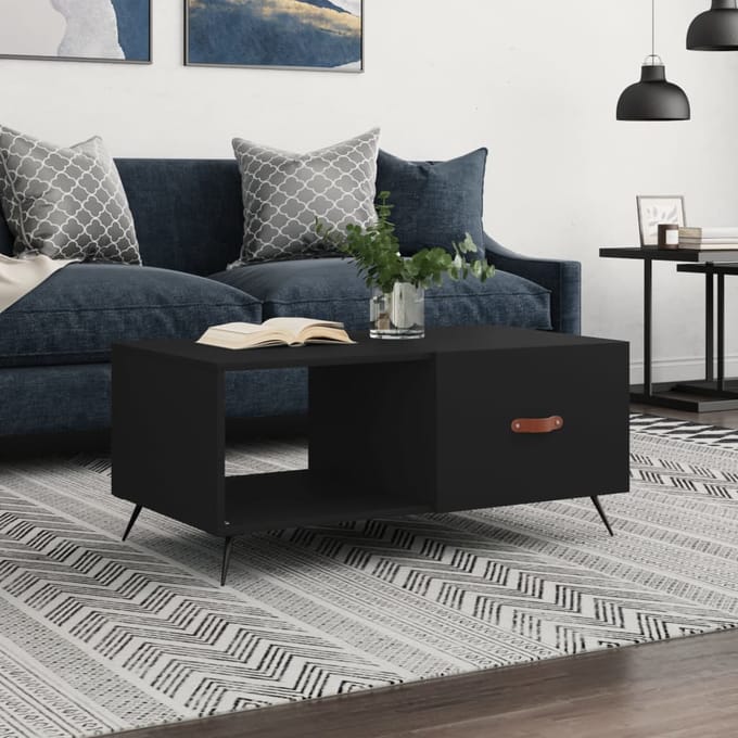 vidaXL - Salontafel - 90x50x40 - cm - bewerkt - hout - zwart