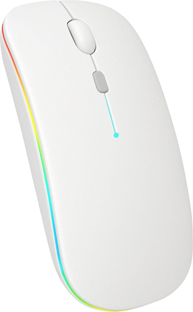 Nuvance Draadloze Muis LED - Bluetooth - Stil - Laptop & Gaming - Draadloos - Computermuis - Links & Rechtshandig - Wit