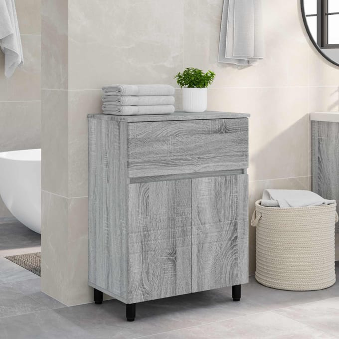vidaXL - Badkamer - vaniteitsunit - Grijs - Sonoma - 60 - x - 35 - x - 80 - cm