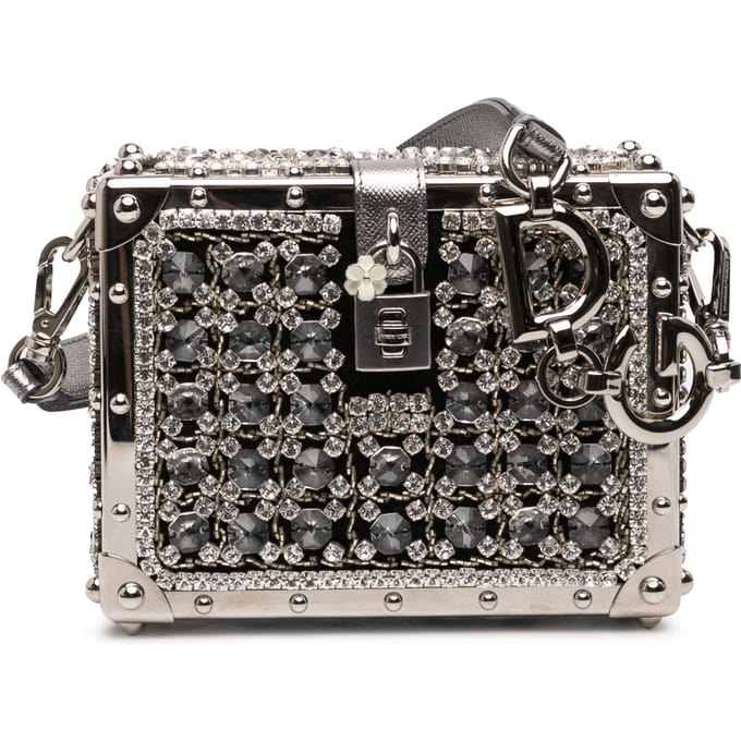 Tweedehands Kristal Versierde Jacquard Dolce Box Bag