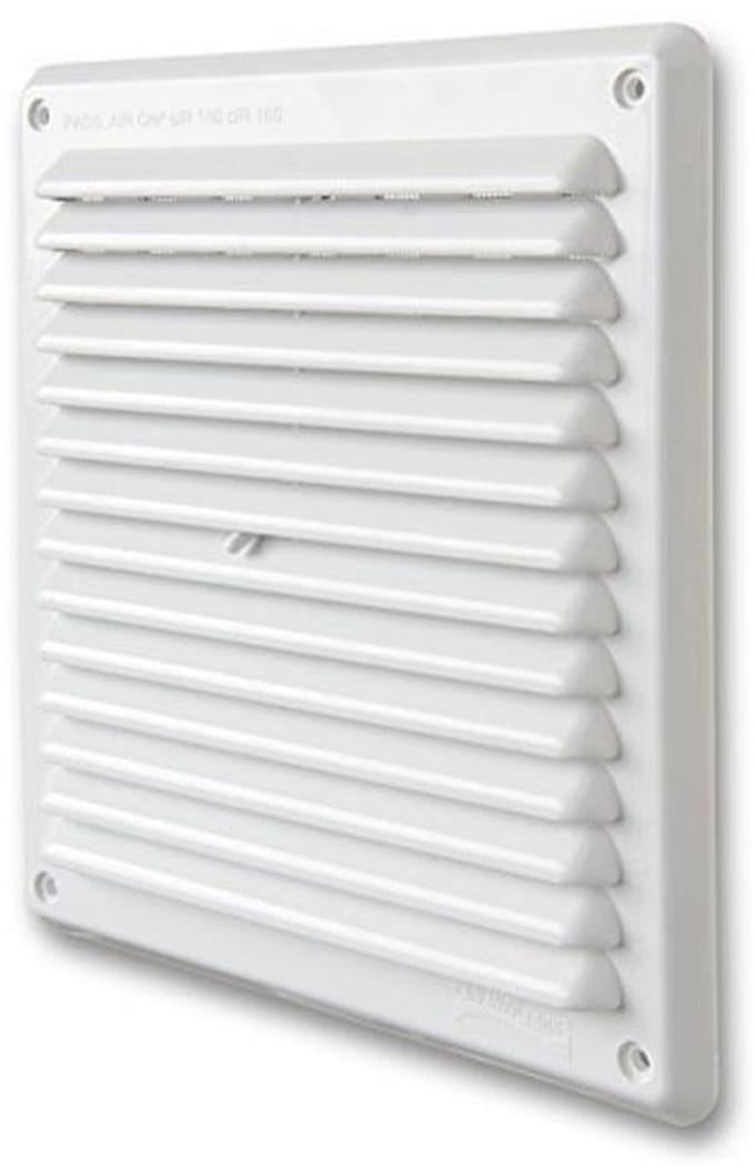 Rechthoekig Ventilatierooster van Kunststof - 204 x 230 mm, Wit, Overlappend