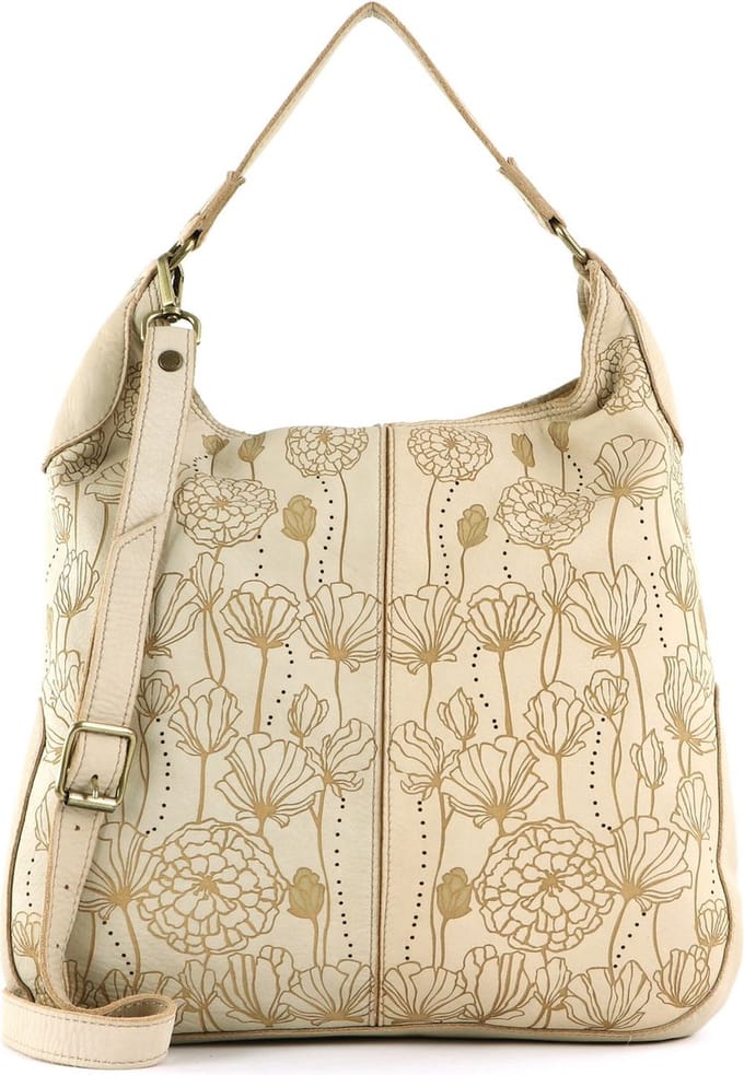 CATERINA LUCCHI Leren Schoudertas Matera Shoulder Bag Ecrù Beige