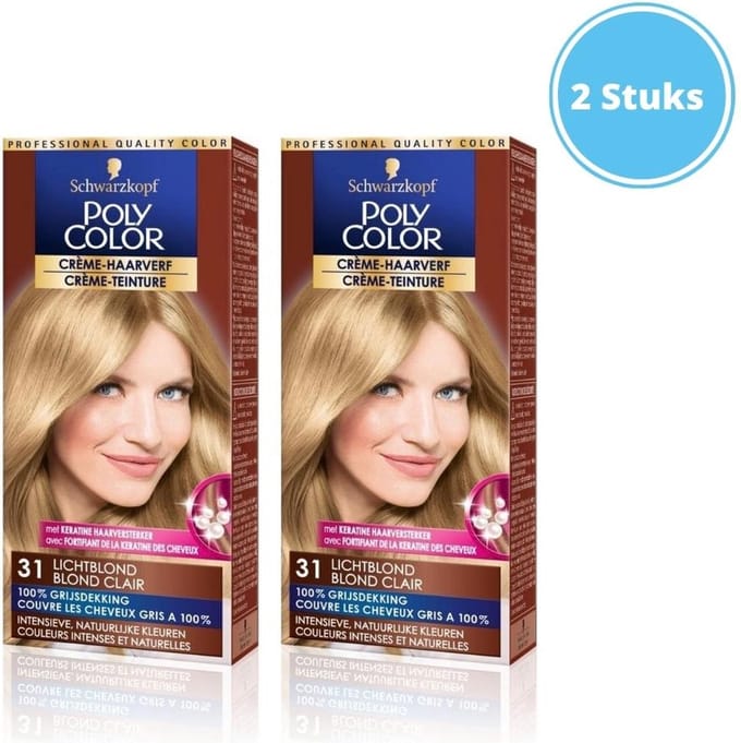 Schwarzkopf Poly Color - Haarverf - Color Creme - 31 Lichtblond  - 2 stuks