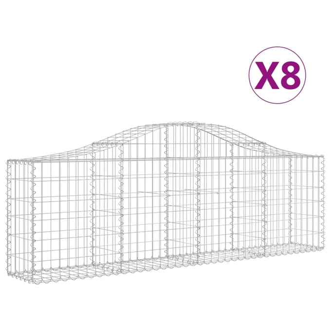 vidaXL - Schanskorven - 8 - st - gewelfd - 200x30x60/80 - cm - gegalvaniseerd - ijzer